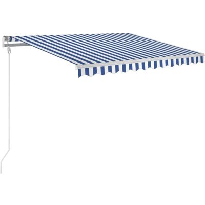 vidaXL Automatische Uitrollbare Markies 300x250cm Blauw en Wit - Markies vidaXL Automatische Uitrollbare Markies 300x250cm Blauw en Wit - Markies