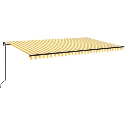 vidaXL Manuelle Einziehbare Markise 500x300 cm Gelb Weiß Garten vidaXL Manuelle Einziehbare Markise 500x300 cm Gelb Weiß Garten