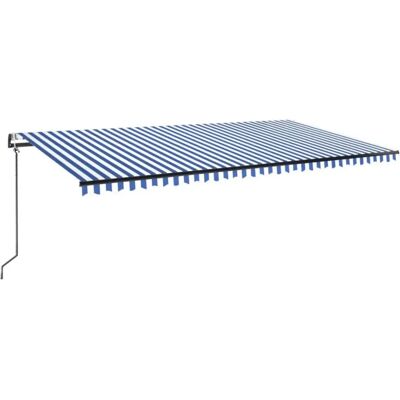 Udpækkelig markise med vind sensor - Blå & Hvid - 600x300 cm Udpækkelig markise med vind sensor - Blå & Hvid - 600x300 cm