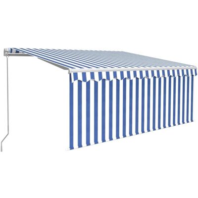vidaXL Handmatige Uitvalbare Luifel 3x2,5m Blauw & Wit vidaXL Handmatige Uitvalbare Luifel 3x2,5m Blauw & Wit