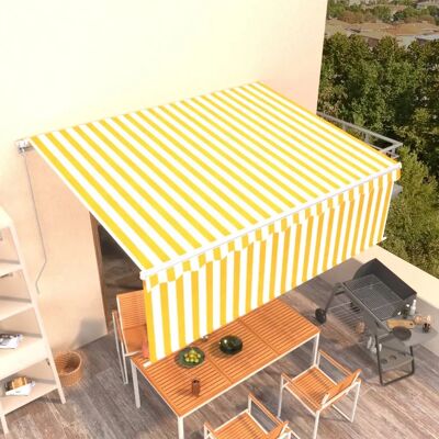 vidaXL Toldo manuel rétractable avec Voile 4x3m Jaune & Blanc - Toldo retráctil - Publicité vidaXL Toldo manuel rétractable avec Voile 4x3m Jaune & Blanc - Toldo retráctil - Publicité