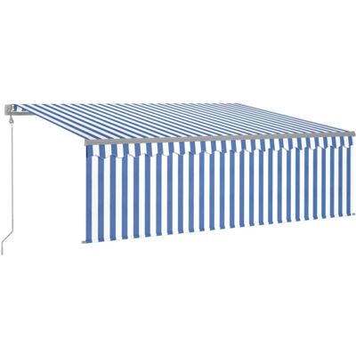 Maisonchic - Toldo retráctil, azul y blanco, 4x3m - Sombrilla de exterior Maisonchic - Toldo retráctil, azul y blanco, 4x3m - Sombrilla de exterior