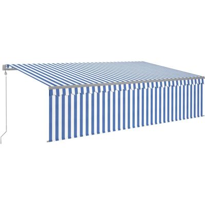 Maisonchic 5x3m Blau Weiß Markise mit Windsensor Maisonchic 5x3m Blau Weiß Markise mit Windsensor
