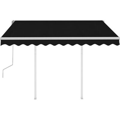 vidaXL Manuell ausziehbare Markise mit Pfosten 3x2,5 m Anthrazit - Markise vidaXL Manuell ausziehbare Markise mit Pfosten 3x2,5 m Anthrazit - Markise