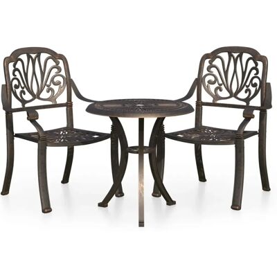 VidaXL 3-teiliges Bistro-Set Gussaluminium Bronze - Gartenmöbel VidaXL 3-teiliges Bistro-Set Gussaluminium Bronze - Gartenmöbel