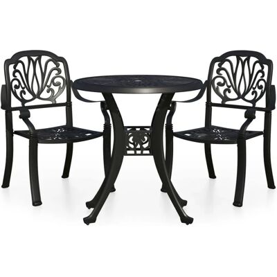 VidaXL Außenmöbel-Set - Robuster schwarzer Aluminium-Bistro-Tisch & Stühle VidaXL Außenmöbel-Set - Robuster schwarzer Aluminium-Bistro-Tisch & Stühle
