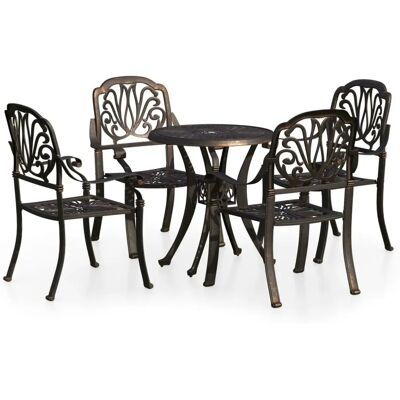 vidaXL 5 Piece Bistro Set Cast Aluminium Bronze vidaXL 5 Piece Bistro Set Cast Aluminium Bronze