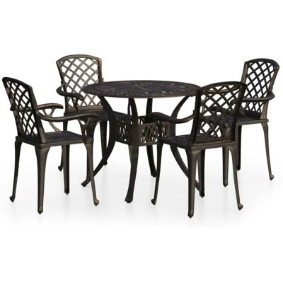 vidaXL 5-teiliges Bistro-Set Gussaluminium Bronze - Bistro Set vidaXL 5-teiliges Bistro-Set Gussaluminium Bronze - Bistro Set