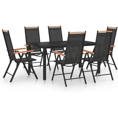 vidaXL - 7-tlg Aluminium Schwarz - Gartentischset vidaXL - 7-tlg Aluminium Schwarz - Gartentischset