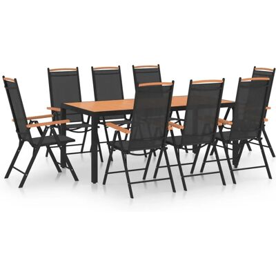 vidaXL Garten Essset 9 Stück Aluminium Schwarz - Garten Essset vidaXL Garten Essset 9 Stück Aluminium Schwarz - Garten Essset