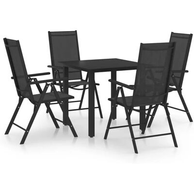 vidaXL 5-teiliges Garten-Essgruppe Aluminium Schwarz - Outdoormöbel-Set vidaXL 5-teiliges Garten-Essgruppe Aluminium Schwarz - Outdoormöbel-Set