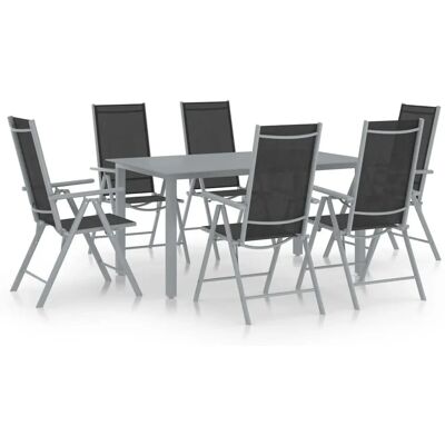 vidaXL 3070636 Gartenmöbelset - Aluminium, schwarz & silber, 7 Teile vidaXL 3070636 Gartenmöbelset - Aluminium, schwarz & silber, 7 Teile