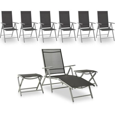 VidaXL Gartenmöbel-Set - Schwarz & Silber - 9 Stück VidaXL Gartenmöbel-Set - Schwarz & Silber - 9 Stück