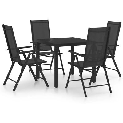 vidaXL Gartentisch- und Stuhlset 5-teilig Aluminium Schwarz vidaXL Gartentisch- und Stuhlset 5-teilig Aluminium Schwarz