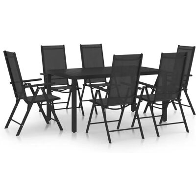 vidaXL - Garden Dining Set - 7-piece - Aluminium Black - Garden dining set vidaXL - Garden Dining Set - 7-piece - Aluminium Black - Garden dining set