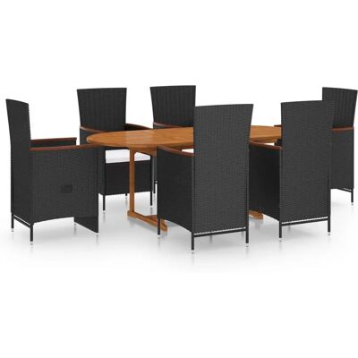 vidaXL Gartenmöbel-Set - Tisch & 6 Stühle - Schwarz vidaXL Gartenmöbel-Set - Tisch & 6 Stühle - Schwarz