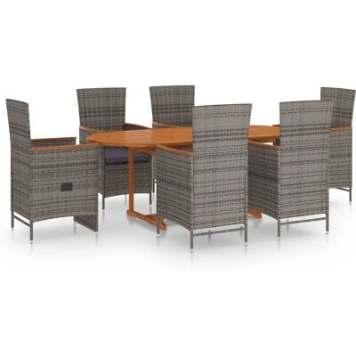 vidaXL Garten Essgruppe - 7-tlg. Grau Rattan vidaXL Garten Essgruppe - 7-tlg. Grau Rattan