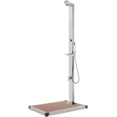 vidaXL Garden Shower with Brown Base - 225 cm Stainless Steel vidaXL Garden Shower with Brown Base - 225 cm Stainless Steel