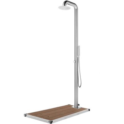 vidaXL Garden Shower with Brown Base - Outdoor Stainless Steel Accessory vidaXL Garden Shower with Brown Base - Outdoor Stainless Steel Accessory