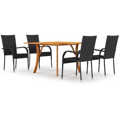 vidaXL - 5-Piece Garden Dining Set - Black - Garden dining set vidaXL - 5-Piece Garden Dining Set - Black - Garden dining set