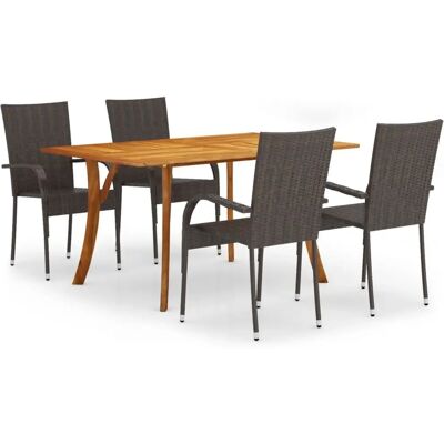 VIDA XL - Set Mobili da Pranzo Giardino 5 pz - Bruin - 150x90x75 cm - Garden dining set VIDA XL - Set Mobili da Pranzo Giardino 5 pz - Bruin - 150x90x75 cm - Garden dining set