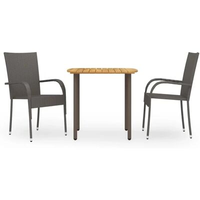 vidaXL 3 Piece Garden Dining Set Poly Rattan Brown - Gartentisch-Set vidaXL 3 Piece Garden Dining Set Poly Rattan Brown - Gartentisch-Set