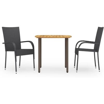 vidaXL Gartenmöbel-Set - 3-teiliges Schwarz Poly Rattan vidaXL Gartenmöbel-Set - 3-teiliges Schwarz Poly Rattan