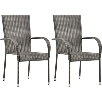 vidaXL 3 Piece Garden Dining Set Poly Rattan Grey - Gartentisch-Set vidaXL 3 Piece Garden Dining Set Poly Rattan Grey - Gartentisch-Set