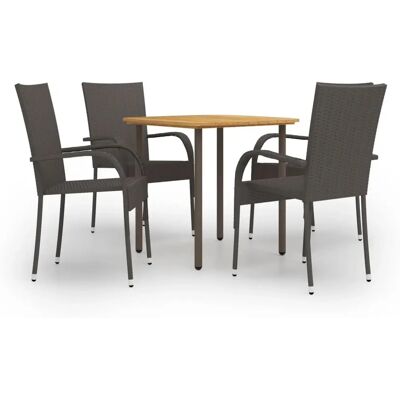 vidaXL Garten Essgruppe 5-teilig Braun Poly Rattan vidaXL Garten Essgruppe 5-teilig Braun Poly Rattan