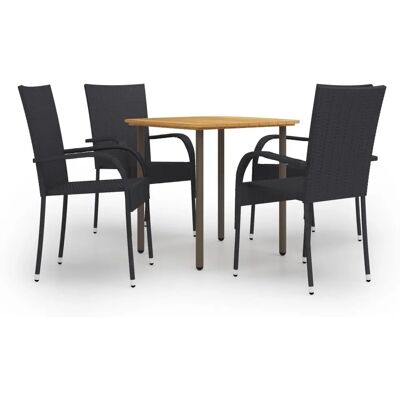 vidaXL Gartentisch-Set 5-teilig Schwarz Poly Rattan - Gartenmöbelset vidaXL Gartentisch-Set 5-teilig Schwarz Poly Rattan - Gartenmöbelset