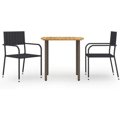 vidaXL Gartenmöbel-Set - 3-teilig Schwarz Rattan Essgruppe vidaXL Gartenmöbel-Set - 3-teilig Schwarz Rattan Essgruppe