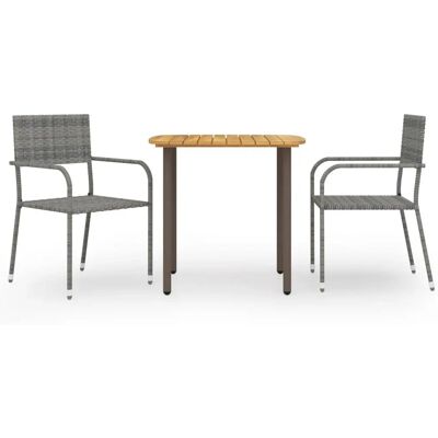 vidaXL 3-teiliges Gartentisch- und Stuhl-Set Grau - Gartemöbelset vidaXL 3-teiliges Gartentisch- und Stuhl-Set Grau - Gartemöbelset