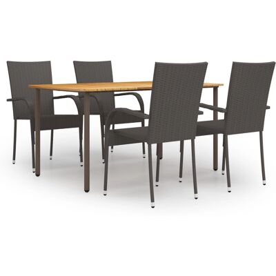 vidaXL 3072491 Gartentisch-Set - Sitzgruppe 5-teilig Poly Rattan Braun vidaXL 3072491 Gartentisch-Set - Sitzgruppe 5-teilig Poly Rattan Braun