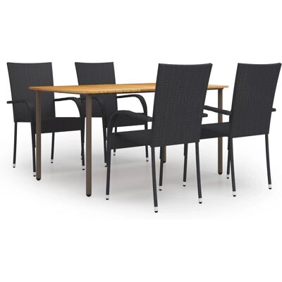 vidaXL 3072492 Gartenmöbelset - 5-tlg. Schwarz Poly Rattan Gartentisch & Stühle vidaXL 3072492 Gartenmöbelset - 5-tlg. Schwarz Poly Rattan Gartentisch & Stühle