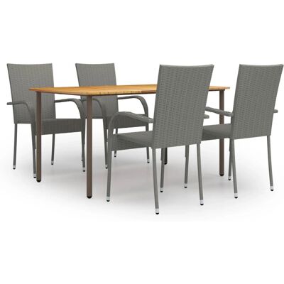 vidaXL Gartentisch-Set 5-teilig Grau 3072493 vidaXL Gartentisch-Set 5-teilig Grau 3072493
