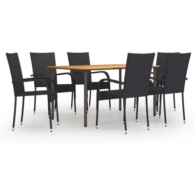 vidaXL 7-Tlg. Garten-Essgruppe Poly Rattan Schwarz - Garten Essgruppe vidaXL 7-Tlg. Garten-Essgruppe Poly Rattan Schwarz - Garten Essgruppe