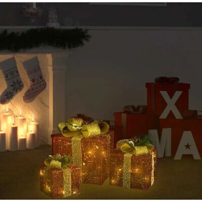 vidaXL Rote Weihnachtsgeschenkboxen - Dekorationsset 3 Stück - Innen Außen vidaXL Rote Weihnachtsgeschenkboxen - Dekorationsset 3 Stück - Innen Außen