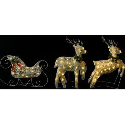 vidaXL Rentier & Schlitten Weihnachtsdeko Gold - Außenbeleuchtung vidaXL Rentier & Schlitten Weihnachtsdeko Gold - Außenbeleuchtung