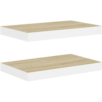 vidaXL Witte en eikenhouten zwevende muurplanken set - 2 stuks, 40x23x3.8 cm - Wandplanken vidaXL Witte en eikenhouten zwevende muurplanken set - 2 stuks, 40x23x3.8 cm - Wandplanken