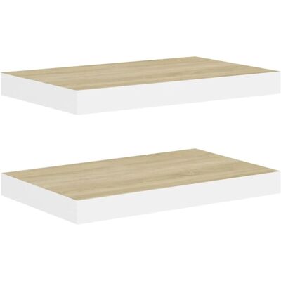 vidaXL Wandplanken in MDF eiken en wit - 50x23x3,8 cm - Wandplanken vidaXL Wandplanken in MDF eiken en wit - 50x23x3,8 cm - Wandplanken