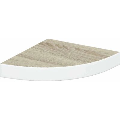 vidaXL Hoekplank van eiken en wit MDF - Wandmontage hoekdisplayplank vidaXL Hoekplank van eiken en wit MDF - Wandmontage hoekdisplayplank