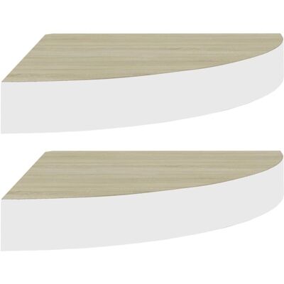 vidaXL 2x Wand-Eckregale Eiche und Weiß MDF - Wandregal vidaXL 2x Wand-Eckregale Eiche und Weiß MDF - Wandregal