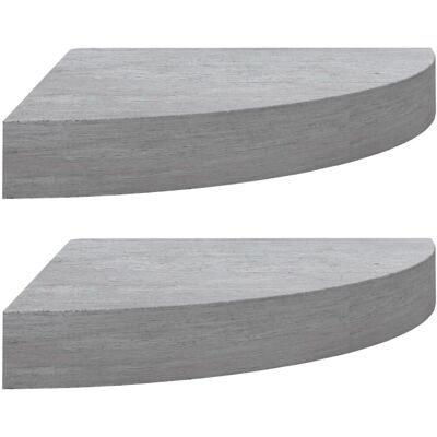 vidaXL Hoekplanken voor muur - Grijs MDF, set van 2 - Wandplanken vidaXL Hoekplanken voor muur - Grijs MDF, set van 2 - Wandplanken