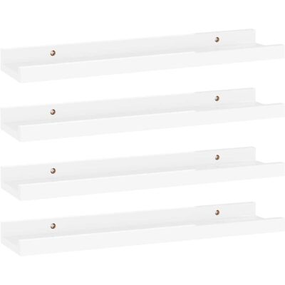 vidaXL Wandregale Set 4 Hochglanz Weiß 40x9x3 cm - Wall Shelves vidaXL Wandregale Set 4 Hochglanz Weiß 40x9x3 cm - Wall Shelves