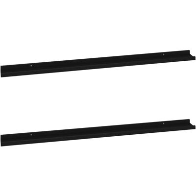 vidaXL 2x Væghylder Sorte 115x9x3 cm Hængende Udstillingshylder - Væghylder vidaXL 2x Væghylder Sorte 115x9x3 cm Hængende Udstillingshylder - Væghylder
