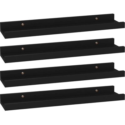 vidaXL Étagères murales 4 pcs noires - Étagères - Publicité vidaXL Étagères murales 4 pcs noires - Étagères - Publicité