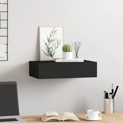 vidaXL Wandmontiertes Schubladregal Schwarzes MDF Wandregal Set - Wandregal mit Schublade vidaXL Wandmontiertes Schubladregal Schwarzes MDF Wandregal Set - Wandregal mit Schublade