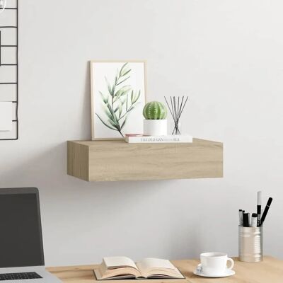 vidaXL Eiken wandplank met lade - Wandplank met lade vidaXL Eiken wandplank met lade - Wandplank met lade