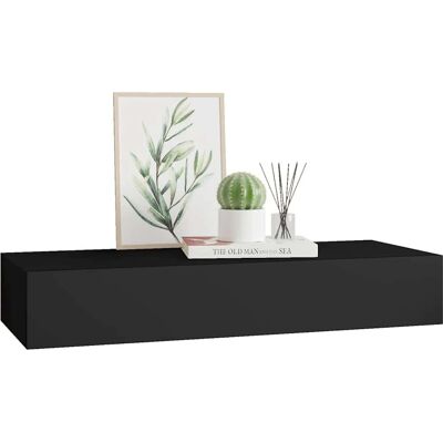 vidaXL Estante con cajón de pared negro MDF - Estante con cajón de pared vidaXL Estante con cajón de pared negro MDF - Estante con cajón de pared