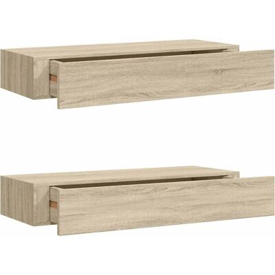 vidaXL 2x Wandmontierte Schubladenschränke Eichen MDF Fliegendes Regal - Wandmontierte Schubladenschränke vidaXL 2x Wandmontierte Schubladenschränke Eichen MDF Fliegendes Regal - Wandmontierte Schubladenschränke